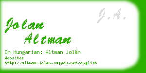 jolan altman business card